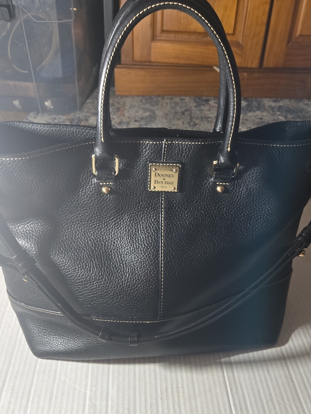 Dooney & Bourke Black Leather Satchel with Shoulder Strap